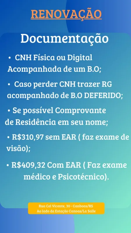 Exame médico para renovação cnh